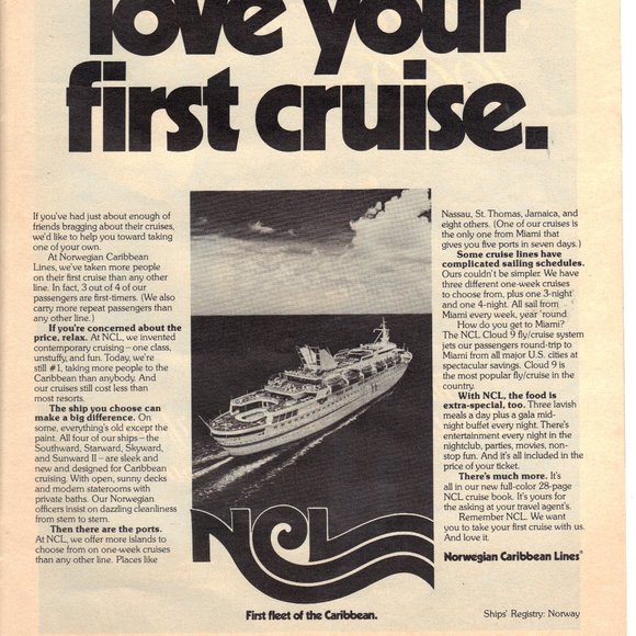 Vintage 1978 Print Ad for 1000 by Jean Patou and Norwegian Caribbean Lines PA497 - Picture 2 of 2